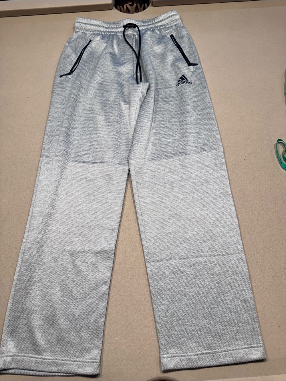 adidas Light Gray Sweatpants with Black Trim and Logo